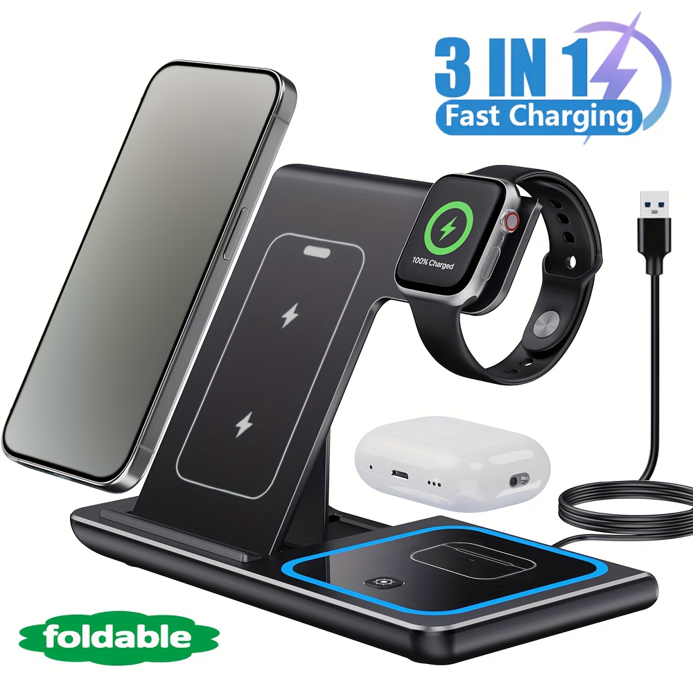 Iwatch Smartwatch - 3-in-1 접이식 무선 충전기 15W 고속