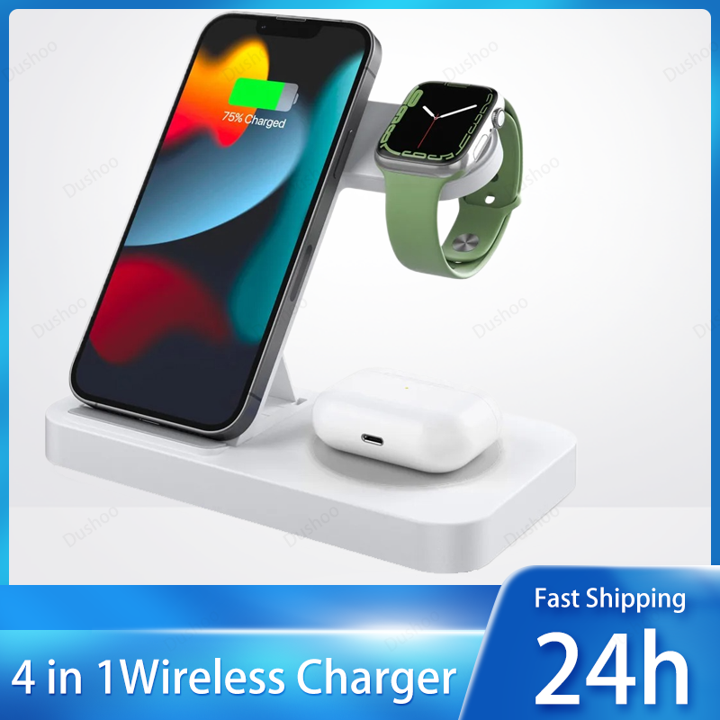 4 in 1 무선 충전 도크, 접이식 충전기 (아이폰  - Iwatch Smartwatch 리뷰 및 가격