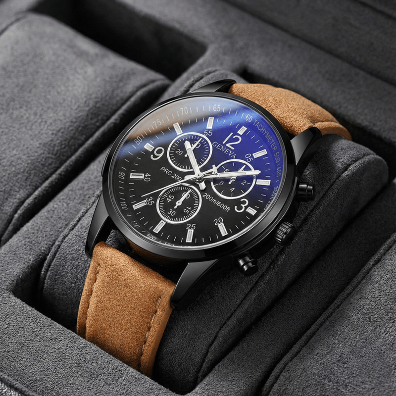 제네바 남성용 크로노그래프 시계 캐주얼 가죽 스트랩 패 - Smartwatch Watches Best Gift For Men 리뷰 및 가격