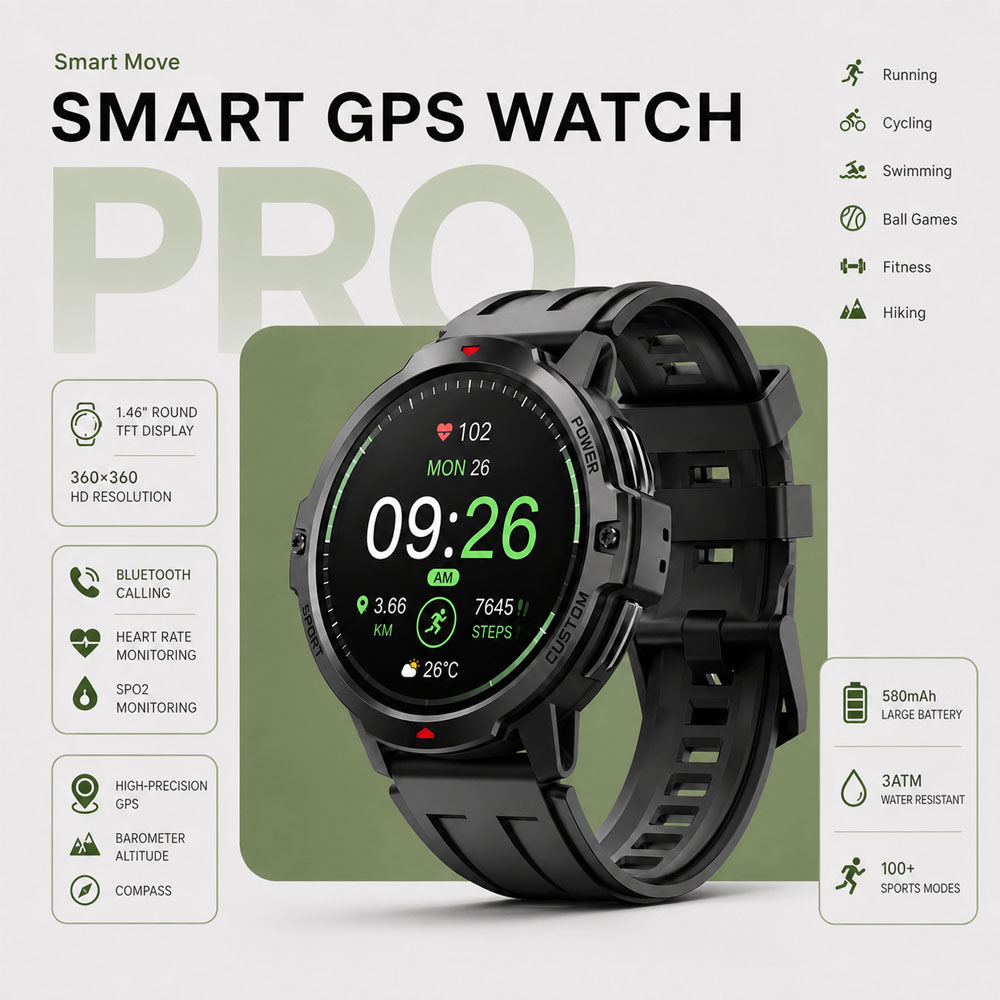 새로운 1.46인치 군용 GPS 스마트워치 3ATM 방 - Smartwatch Timex Watches For Women 리뷰 및 가격