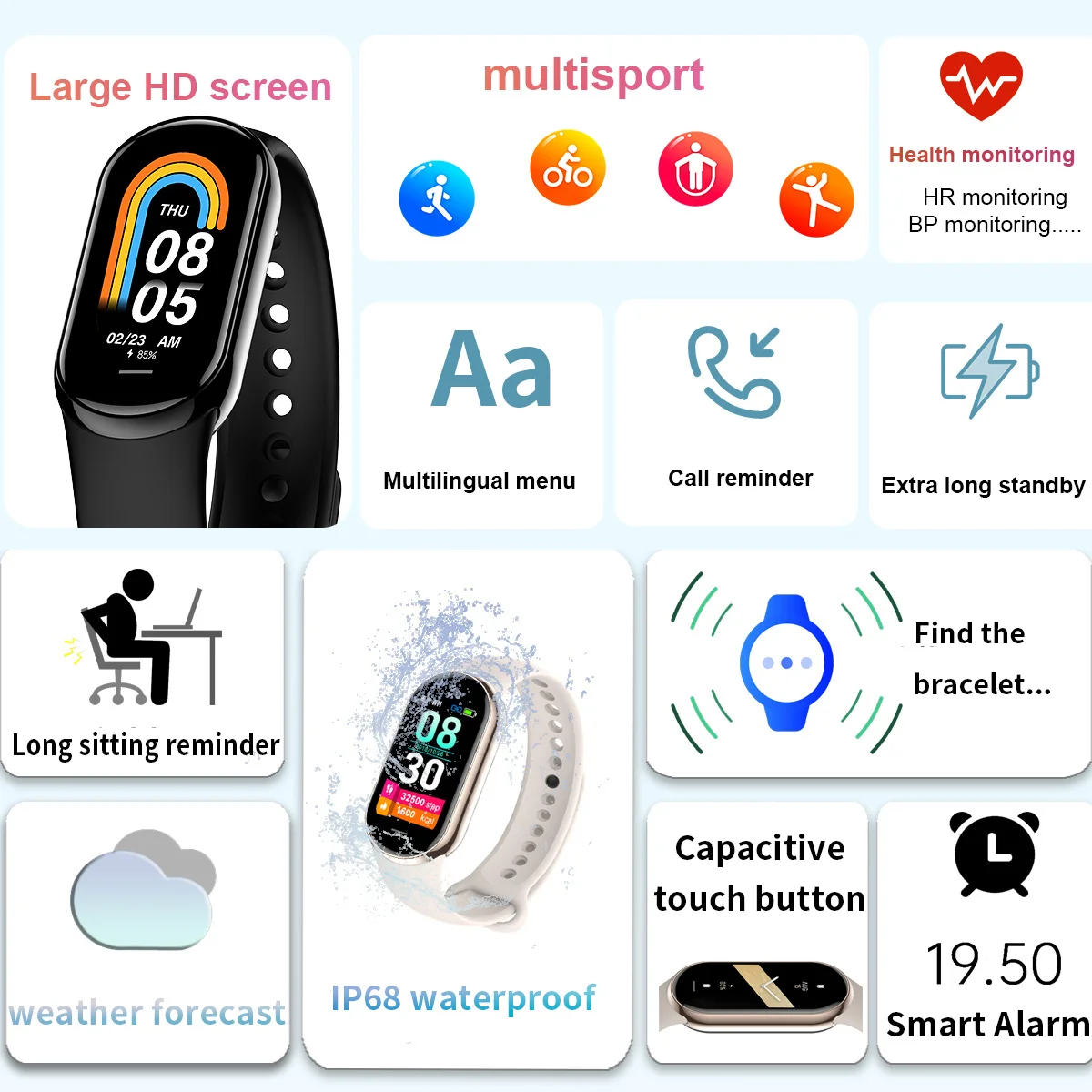 새로운 오리지널 소형 M8 밴드 스마트 남성 여성 스마 - Smartwatch New Watches For Women 리뷰 및 가격